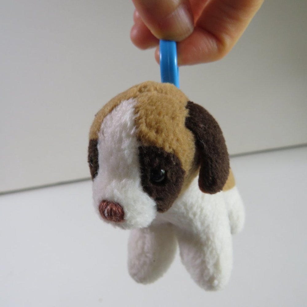 Dog White Browns BACKPACK CLIP mini plush stuffed animal Saint Bernard